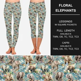 RTS - Floral Elephants Leggings w/ Pockets