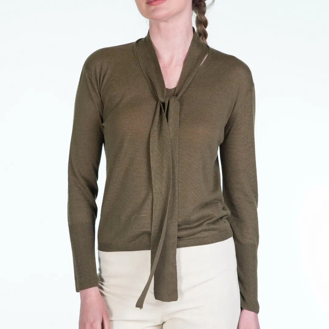 S Max Mara  |Casual Style Silk Linen Blended Fabrics V-Neck Long Sleeves