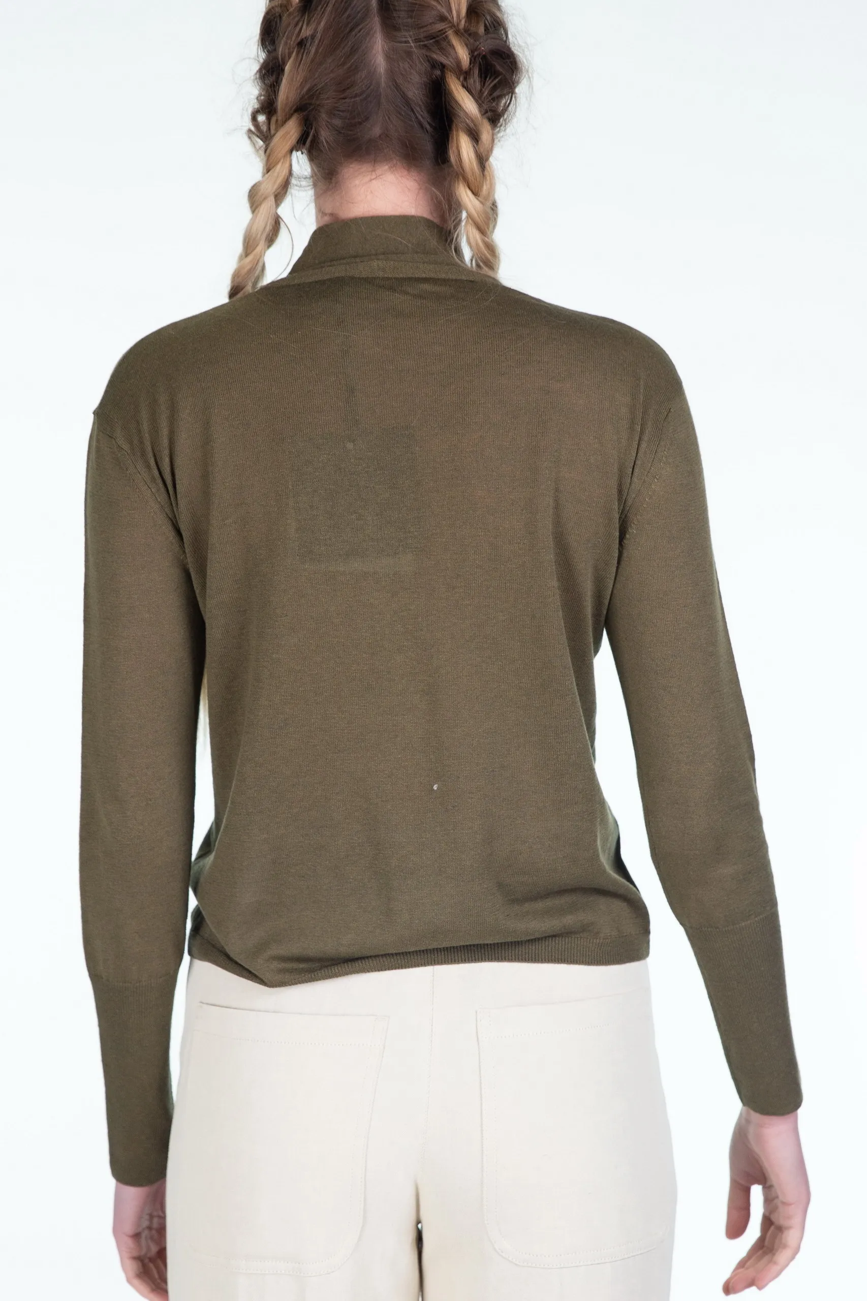 S Max Mara  |Casual Style Silk Linen Blended Fabrics V-Neck Long Sleeves