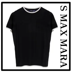 S Max Mara  |Casual Style Unisex Street Style Logo V-neck & Crew neck