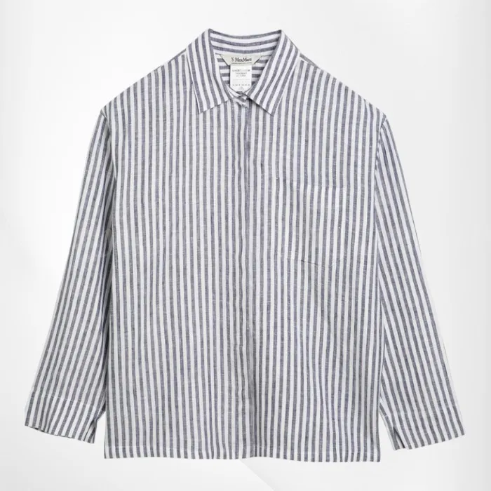 S Max Mara  |Stripes Casual Style Linen Long Sleeves Office Style