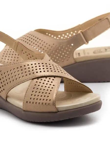 sandalias kangaroos 760 de piel doradas para mujer