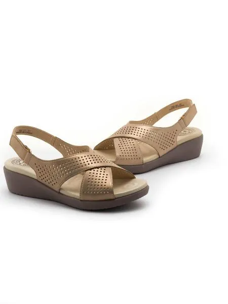 sandalias kangaroos 760 de piel doradas para mujer