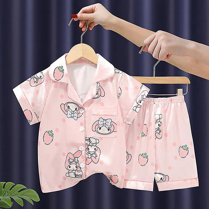 Sanrios Hellokittys Anime Kawaii Kids Pajamas Set My Melody Homewear Comfortable Girls Boys Short Sleeve Pijamas Suit Loungewear