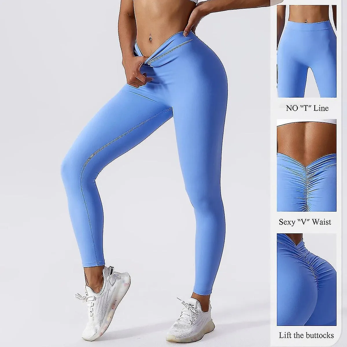 Scrunch Butt Gym Leggings Sexy V Waist Push Up Leggings Mujeres Fiteness Leggings Naked Feeling Yoga Pants Workout Tights Leggin