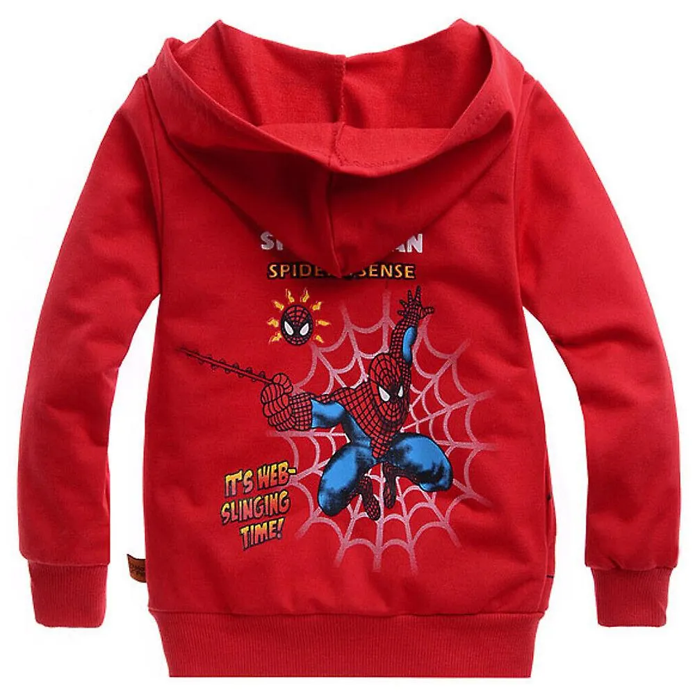 Spider-man Print Long Sleeve Casual Hoodie Jacket Kids Boys Full Zip Hooded Coat Outerwear