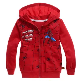 Spider-man Print Long Sleeve Casual Hoodie Jacket Kids Boys Full Zip Hooded Coat Outerwear