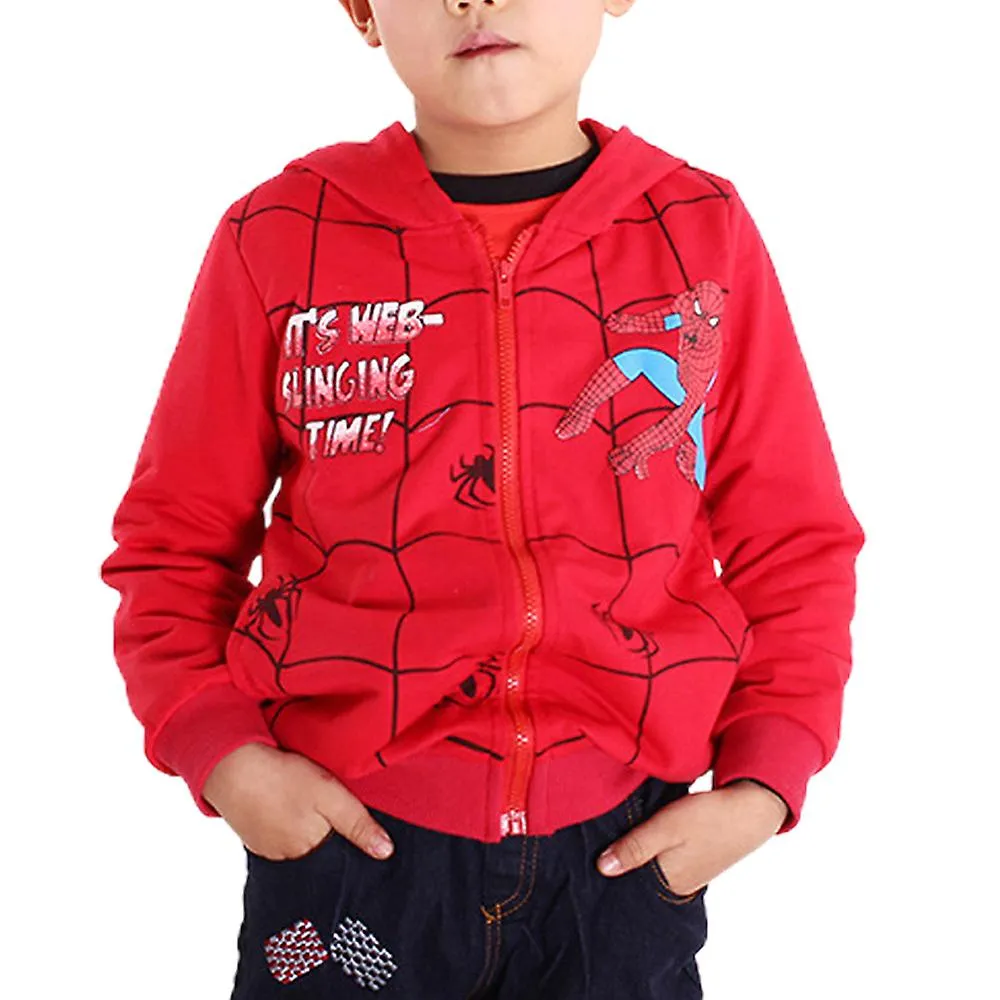 Spider-man Print Long Sleeve Casual Hoodie Jacket Kids Boys Full Zip Hooded Coat Outerwear