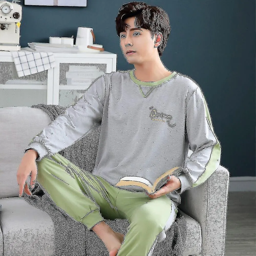 Spring And Autumn Men's Pajamas Cotton Pajamas Set Casual Long Sleeves