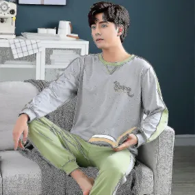 Spring And Autumn Men's Pajamas Cotton Pajamas Set Casual Long Sleeves