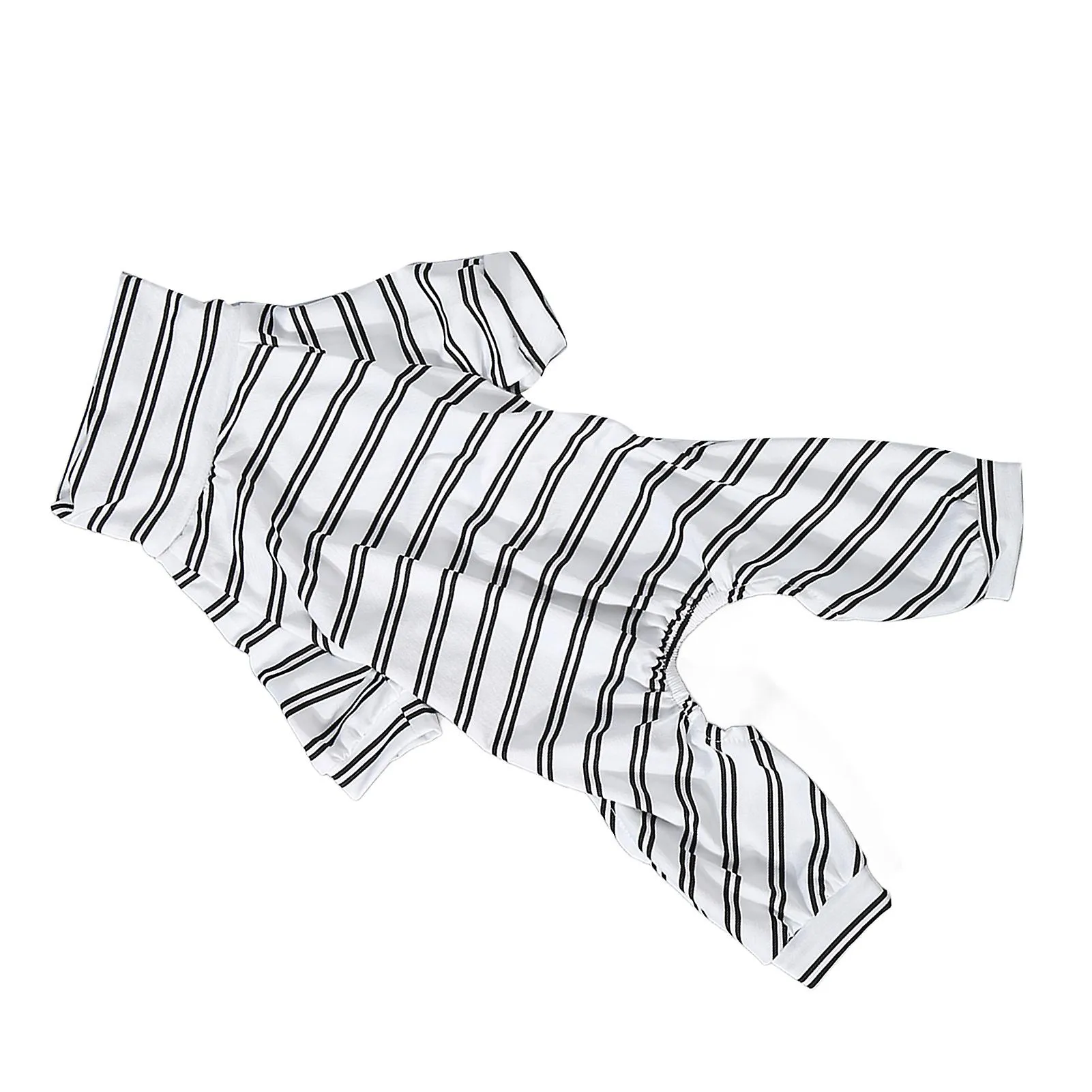 Striped Dog Pajamas - Cute and Thin High Collar Jumpsuit for Indoor/Outdoor Activities (Summer)