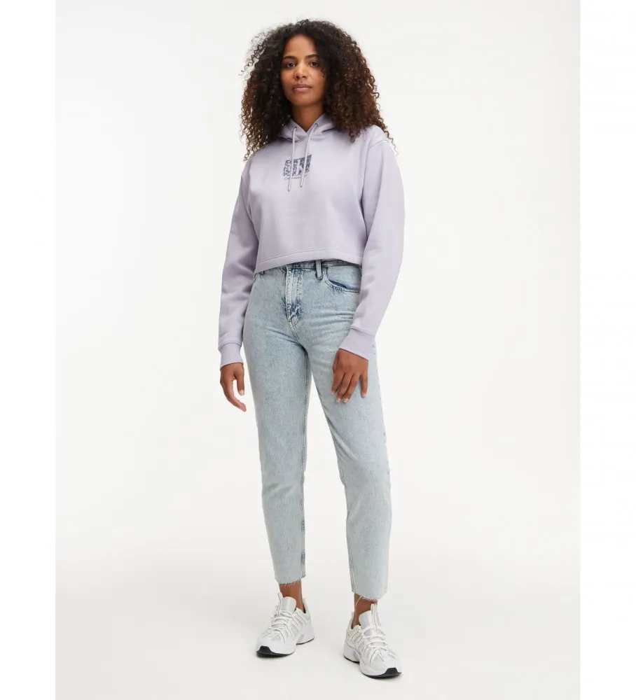 Sudadera Cropped Heavyweight Knits Brushstroke Print lavanda