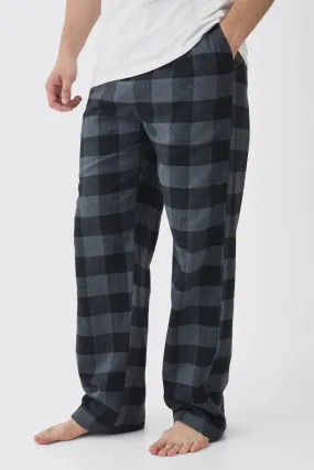 Tall Brushed Check Loungewear Bottom and T-shirt Set in Grey