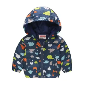 Toddler Kids Boys Girls Floral Cartoon Hooded Coat Zip Up Hoodie Jacket Casual Hoody Outerwear