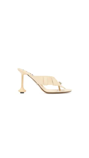 Toy Panta Toe Post Heel Sandal In Lambskin - Oatmilk