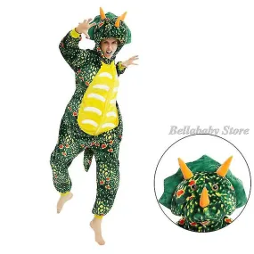 Triceratops Costume Pajamas Onesie Kigurumi Jumpsuit Nightwear Animal Hoodie compatible with Adult Kids