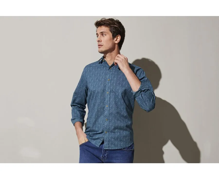 Tropical pattern Green cotton linen shirt - GOBERT