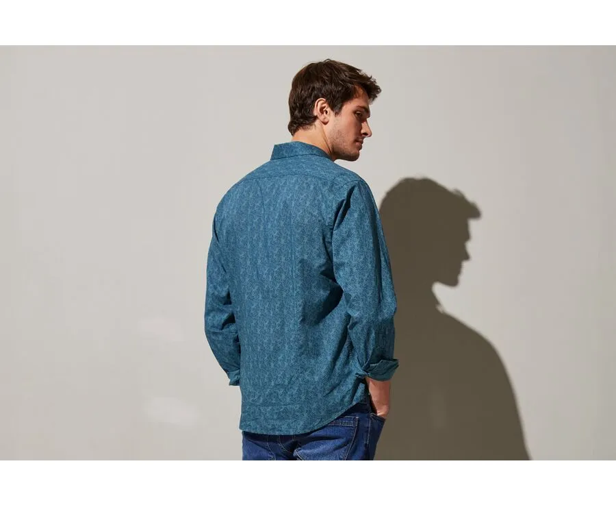 Tropical pattern Green cotton linen shirt - GOBERT