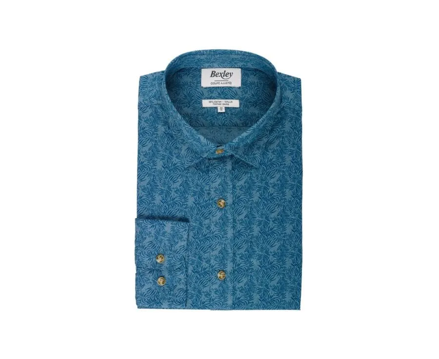 Tropical pattern Green cotton linen shirt - GOBERT