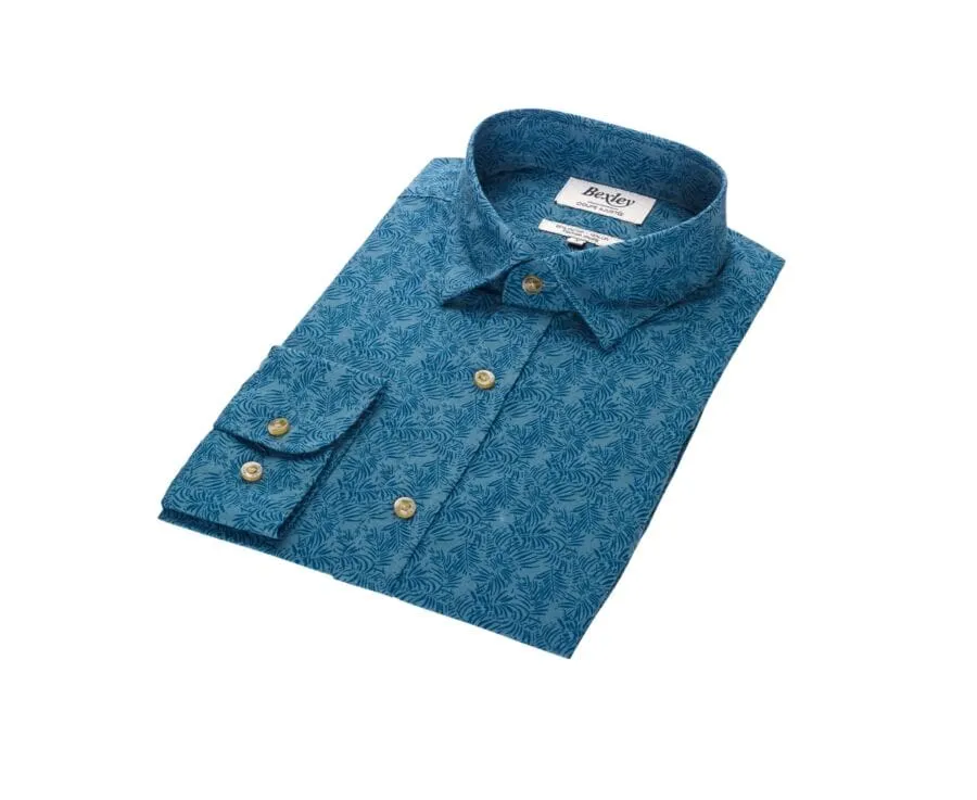 Tropical pattern Green cotton linen shirt - GOBERT