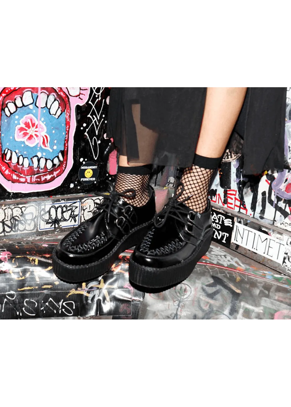 T.U.K Viva Hi Sole Leather Creepers Black