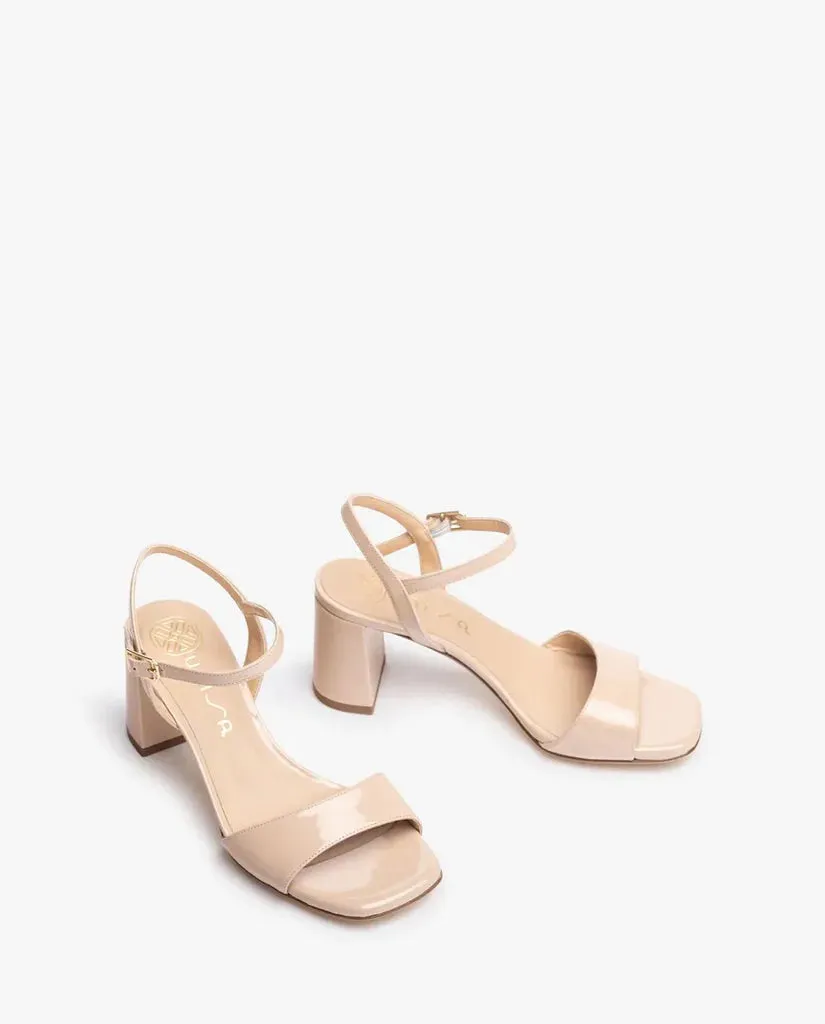 UNISA MORATY PATENT NUDE SQUARE TOE SANDAL