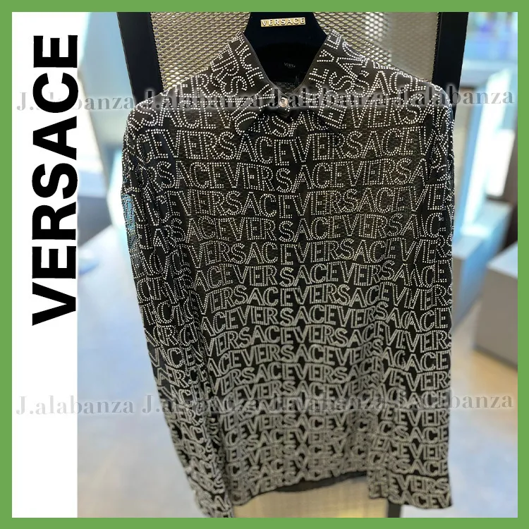 VERSACE  |Casual Style Long Sleeves Elegant Style Logo