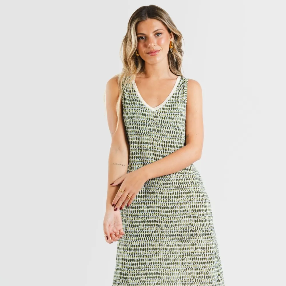 Vestido midi tirantes soft Murphy verde cacería