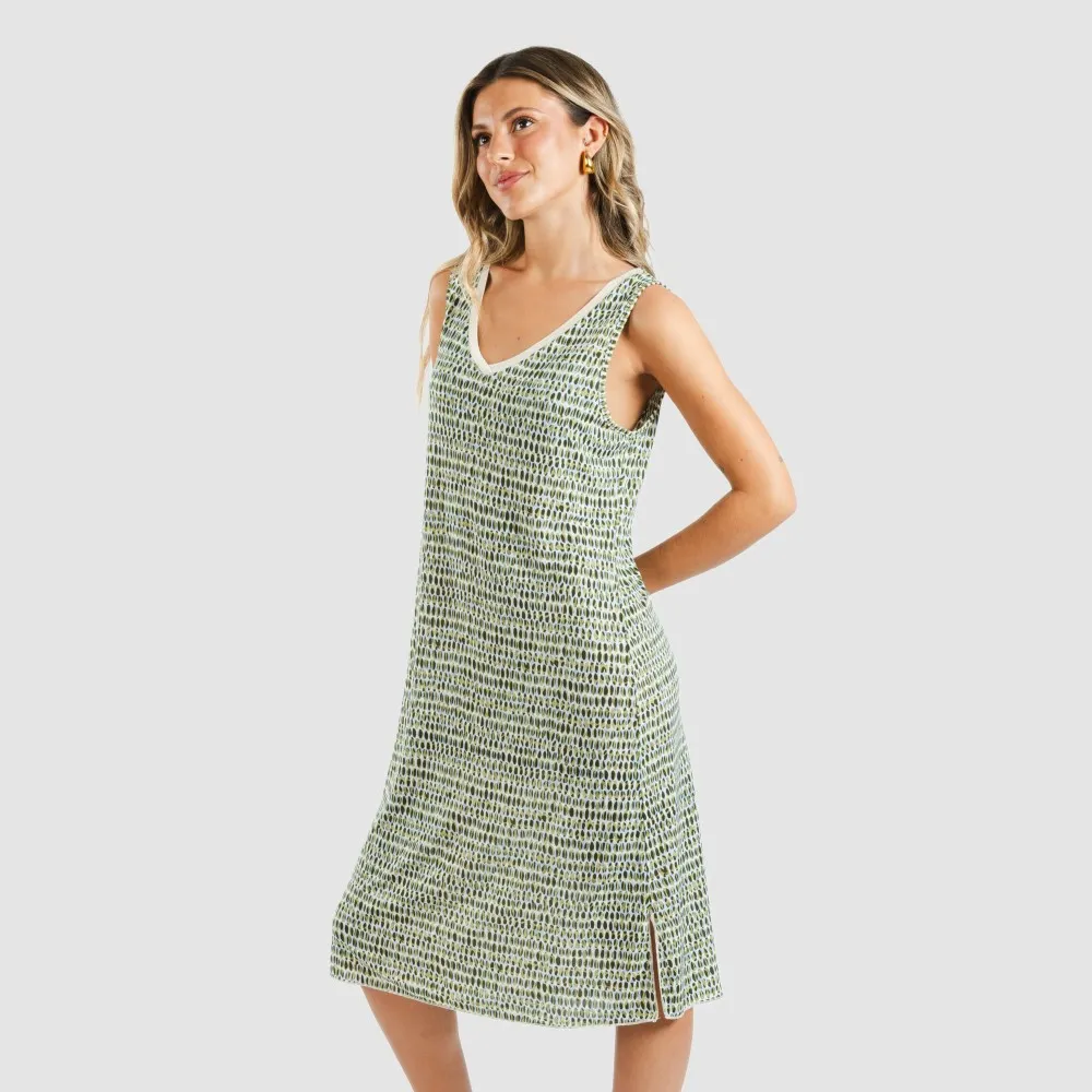 Vestido midi tirantes soft Murphy verde cacería