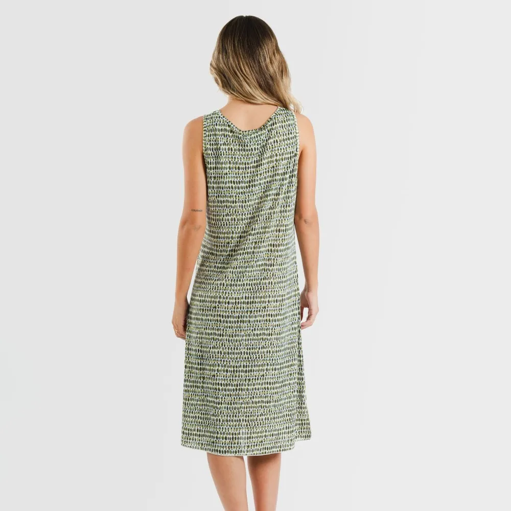 Vestido midi tirantes soft Murphy verde cacería