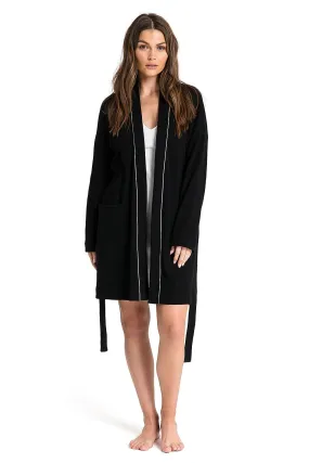 Waffle Cotton Bathrobe Black