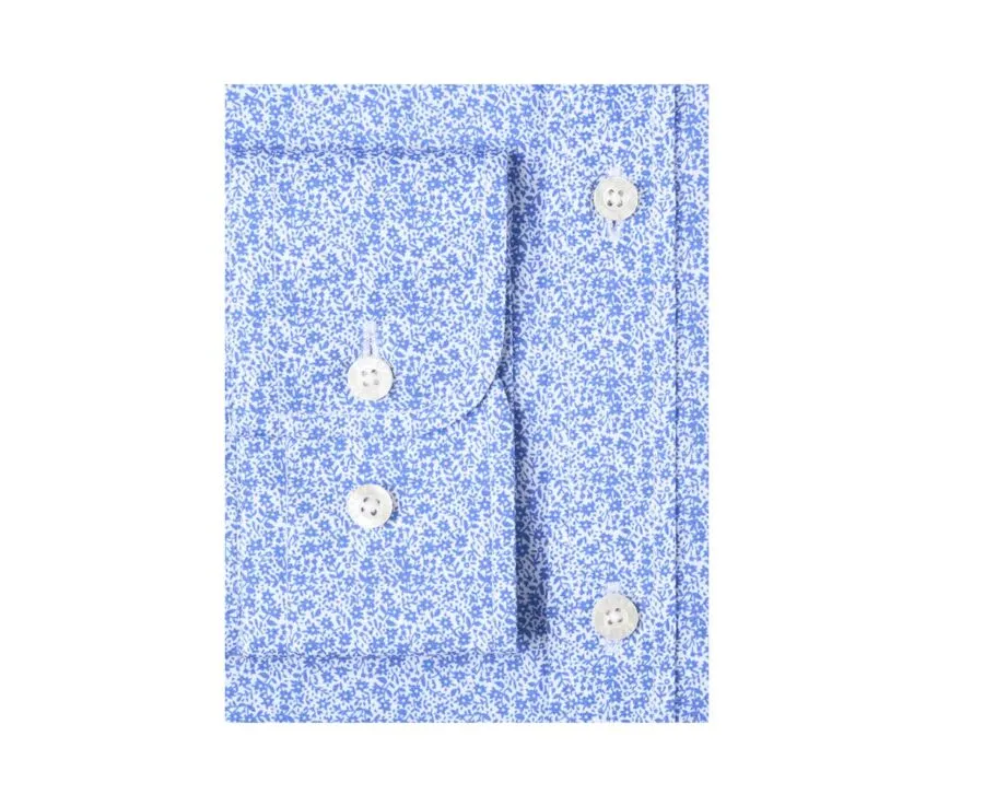 White cotton shirt with blue floral print - SULPICE