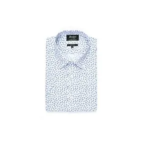 White cotton shirt with blue flower print - FLORANTIN MC