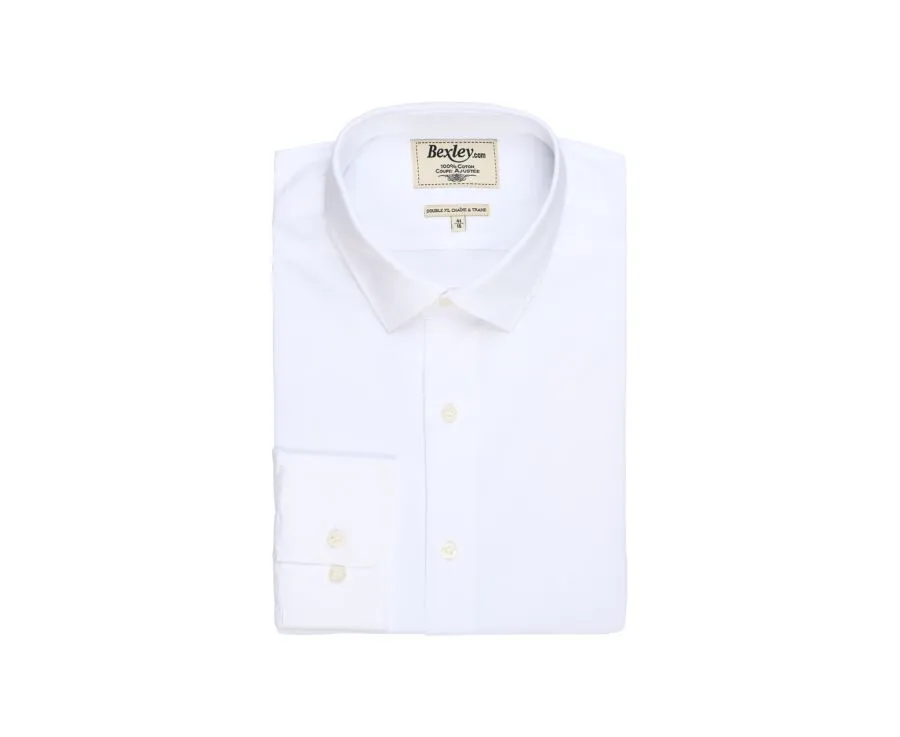 White Poplin Cotton Shirt - Straight collar - LOUIS CLASSIC