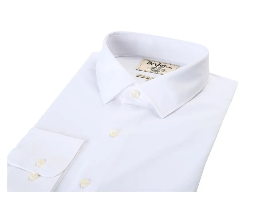 White Poplin Cotton Shirt - Straight collar - LOUIS CLASSIC