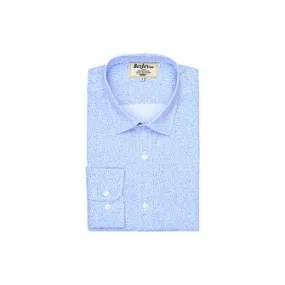 White printed shirt - blue patterns - Straight collar - THIBERT