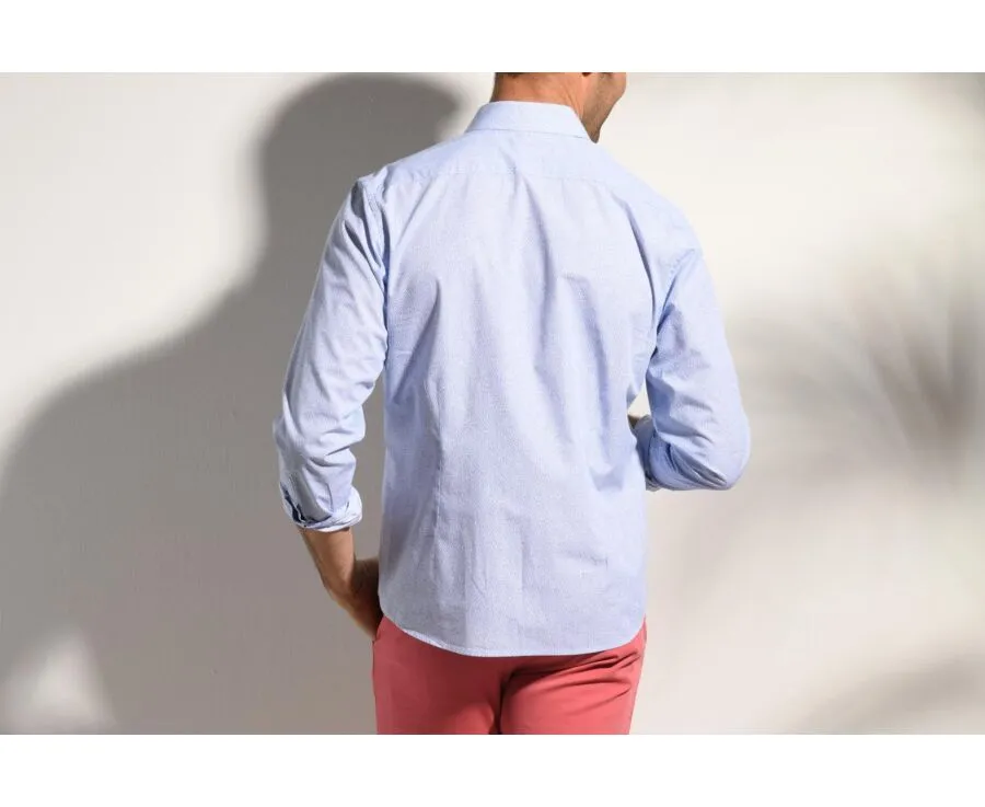 White printed shirt - blue patterns - Straight collar - THIBERT