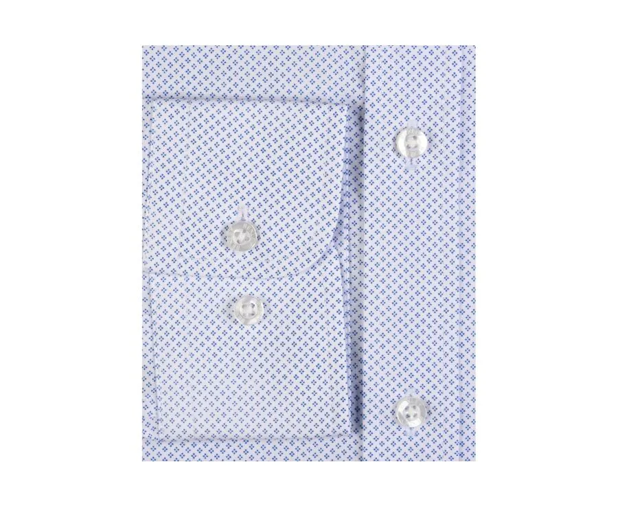 White shirt printed - blue patterns - Straight collar - ALPHONSE