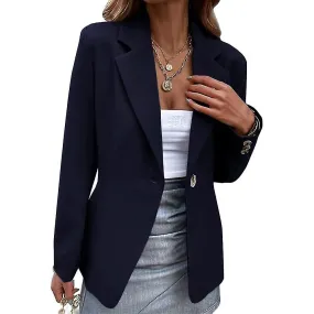 Women Fashion Plain Suit Jacket Blazer Long Sleeve Lapel Coat Business Casual Slim Fit Outerwear