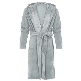 Women Hooded Dressing Gown Super Soft Fleece Robe Comfortable Loungewear Nightwear