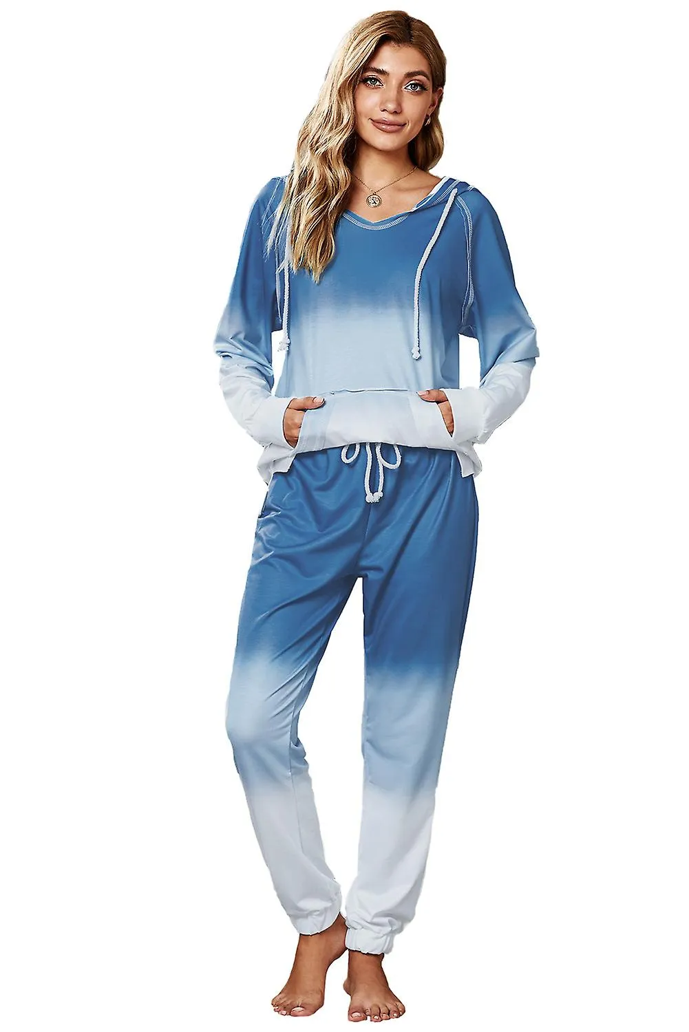 Women's Blue Utopia Tie Dye Hoodie Joggers Loungewear