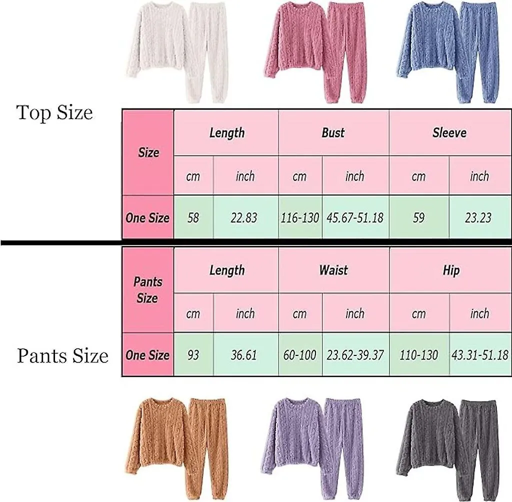 Women's Comfortable Fleece Pajamas Set Long Sleeve Cable Knit Pajamas Soft Flannel Pajamas Winter Lounge Wear