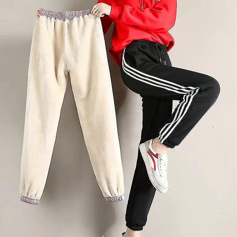 Women's Fleece Lined Pants With Pockets Straight Leg Trousers Winter Comfort Sweatpants Loungewear