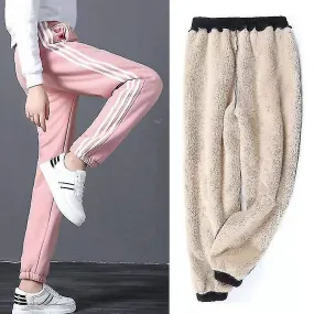 Women's Fleece Lined Pants With Pockets Straight Leg Trousers Winter Comfort Sweatpants Loungewear