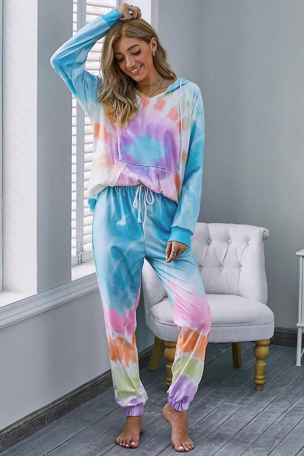 Women's Multicolor Utopia Tie Dye Hoodie Joggers Loungewear