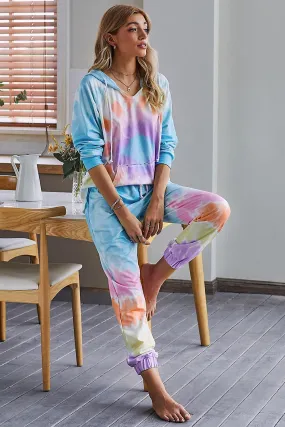 Women's Multicolor Utopia Tie Dye Hoodie Joggers Loungewear