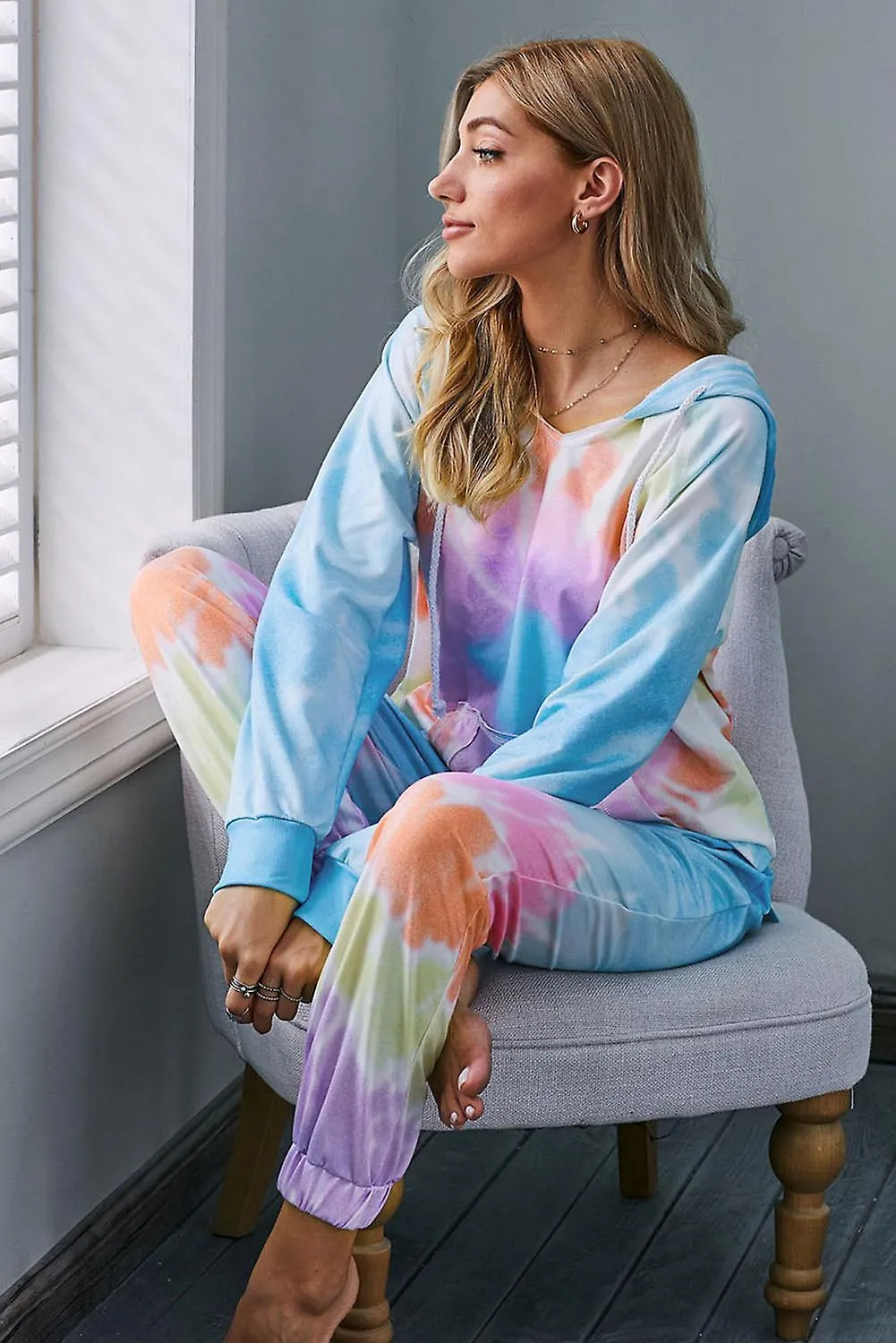 Women's Multicolor Utopia Tie Dye Hoodie Joggers Loungewear