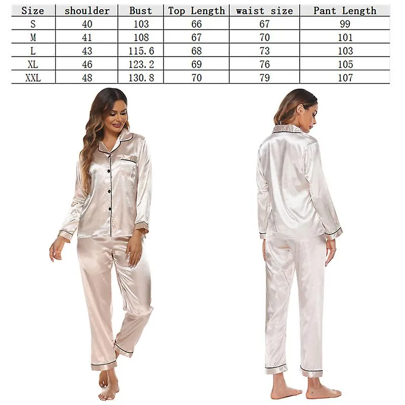 Women's Satin Pajama Set Loungewear Long Sleeve Sleepwear Premium Silk Sleepwear Set