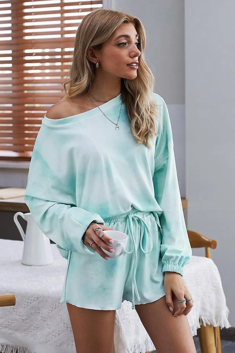 Women's Sky Blue Tie-dye Loungewear Set