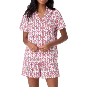 Womens Pajamas Set 2 Piece Button Down Monkey Shorts Set Y2k Preppy Loungewear Pjs